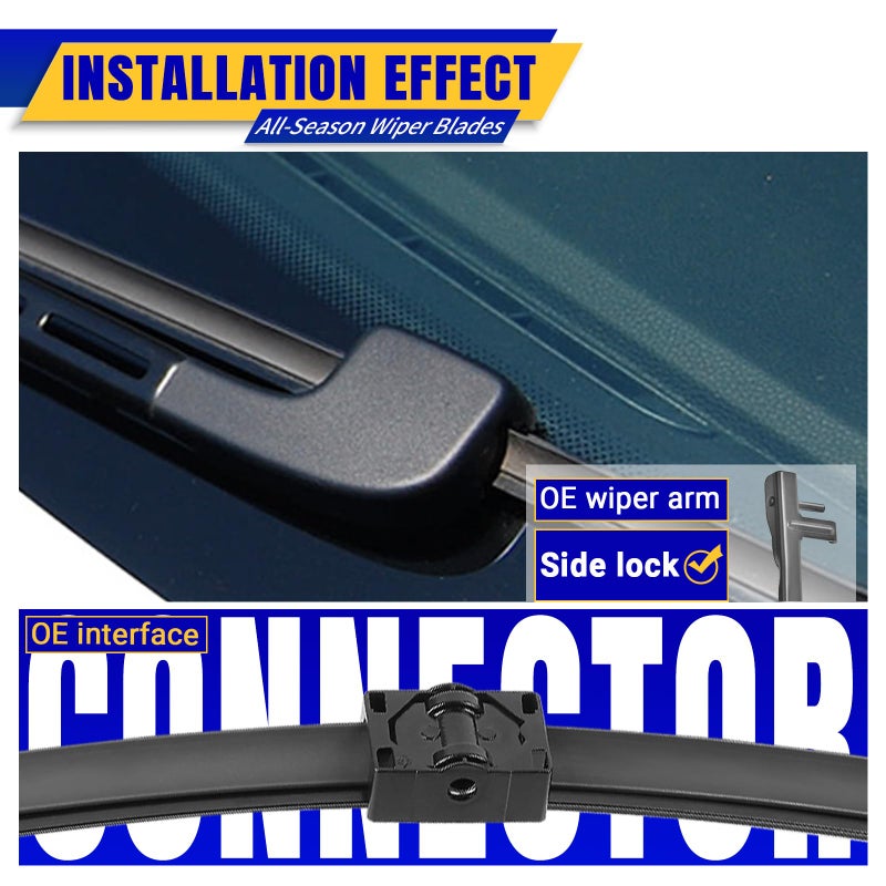 Rooppa 2 wipers Replacement for BMW 3-Series 4-Door E90 E91 06/2006-08/2009 325xi 328i 328xi 328ixDrive 330i 330xi 335i 335xi M3, Windshield Wiper Blades Original Equipment Replacement - 24"/19" (Set of 2) - Image 3